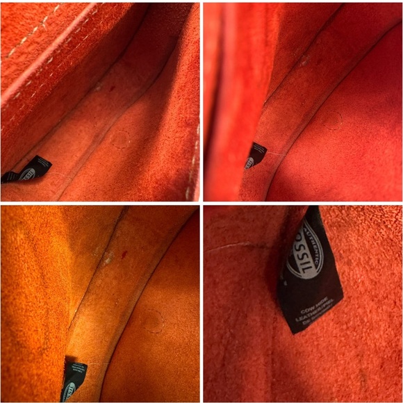 Fossil Austin Leather Salmon Flap Front Twist Turnlock Cossbody with Red Wallet - Picture 7 of 12